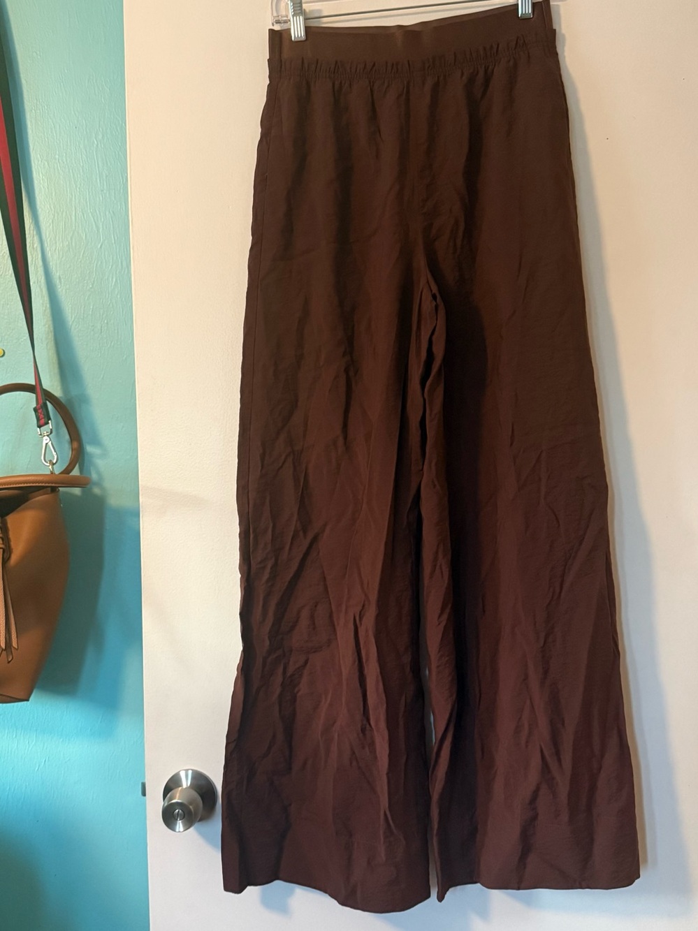 Viktori Chan Harper Elastic Waist Wide Leg Pants in Dry Mulberry Sil
